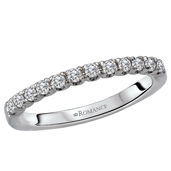 14K White Gold Romance Collection Wedding Band.