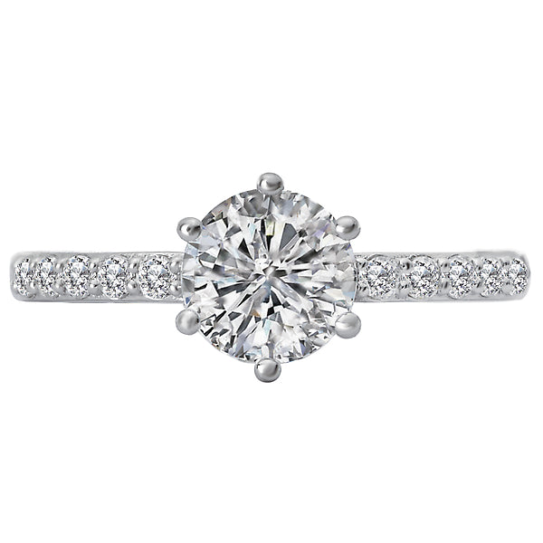 14K White Gold Classic Semi-Mount Romance Collection Wedding Ring.