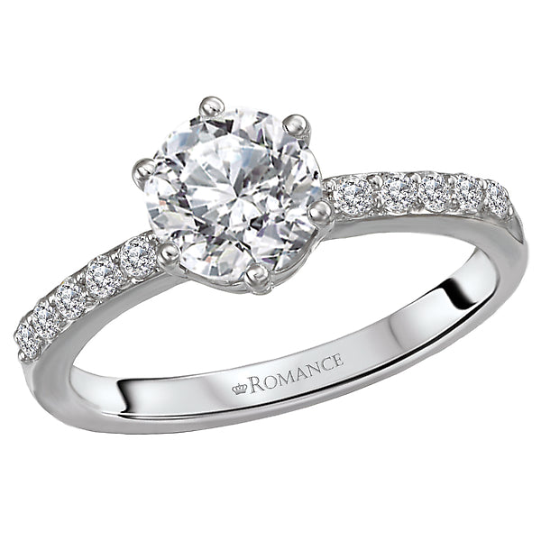 14K White Gold Classic Semi-Mount Romance Collection Wedding Ring.