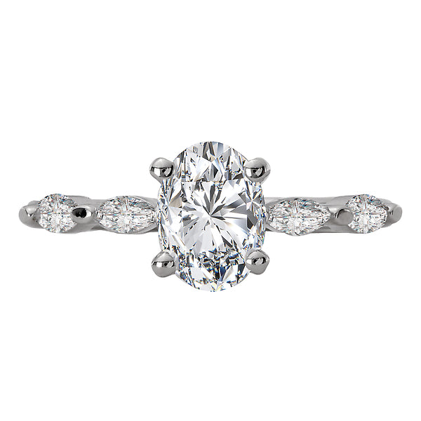 14K White Gold Classic Semi-Mount Romance Collection Wedding Ring.