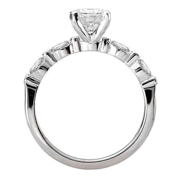 14K White Gold Classic Semi-Mount Romance Collection Wedding Ring.