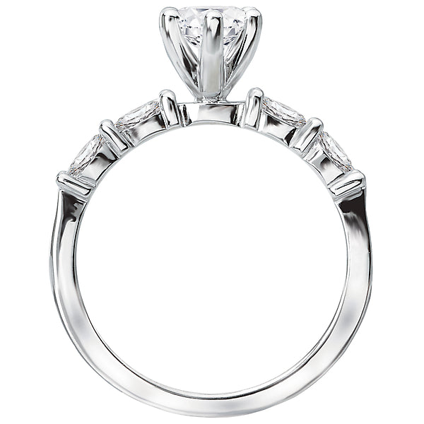 14K White Gold Classic Semi-Mount Romance Collection Wedding Ring.