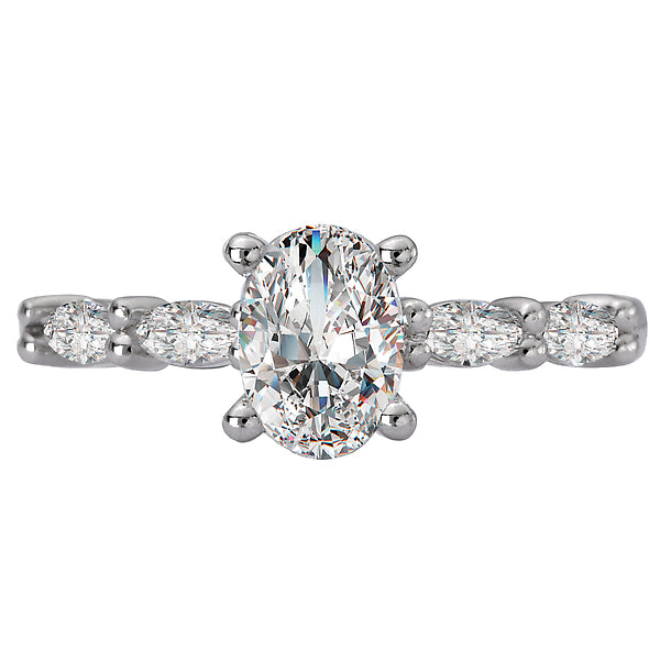 14K White Gold Classic Semi-Mount Romance Collection Wedding Ring.