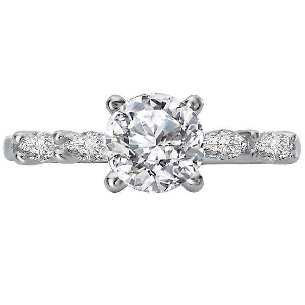 14K White Gold Classic Semi-Mount Romance Collection Wedding Ring.