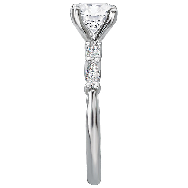 14K White Gold Classic Semi-Mount Romance Collection Wedding Ring.