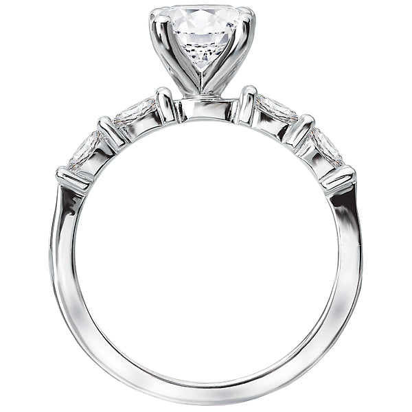 14K White Gold Classic Semi-Mount Romance Collection Wedding Ring.