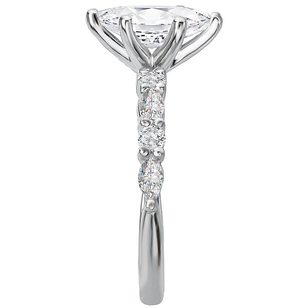 14K White Gold Classic Semi-Mount Romance Collection Wedding Ring.