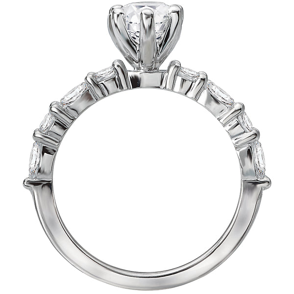 14K White Gold Classic Semi-Mount Romance Collection Wedding Ring.