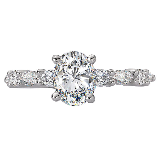 14K White Gold Classic Semi-Mount Romance Collection Wedding Ring.