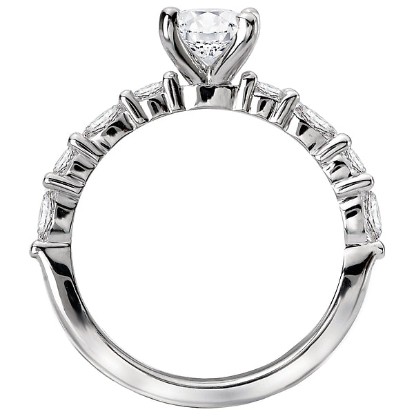 14K White Gold Classic Semi-Mount Romance Collection Wedding Ring.