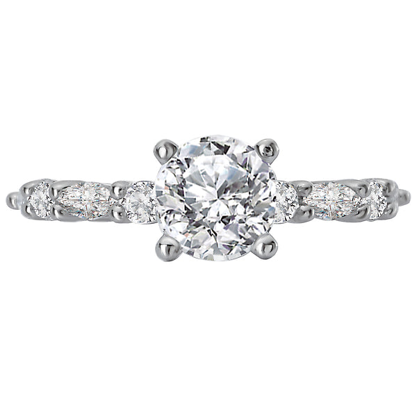 14K White Gold Classic Semi-Mount Romance Collection Wedding Ring.