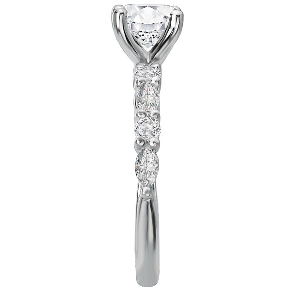 14K White Gold Classic Semi-Mount Romance Collection Wedding Ring.