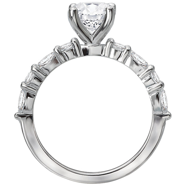 14K White Gold Classic Semi-Mount Romance Collection Wedding Ring.