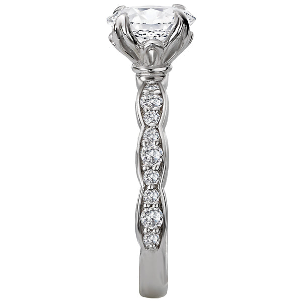 14K White Gold Classic Semi-Mount Romance Collection Wedding Ring.