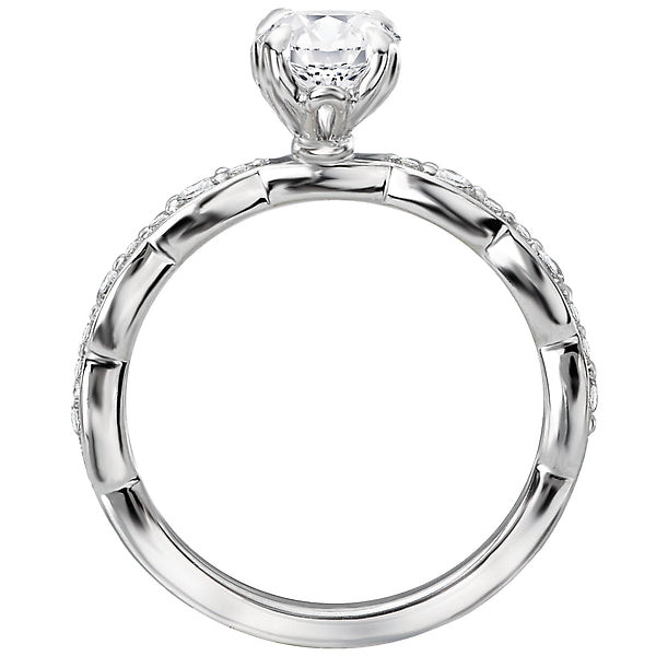 14K White Gold Classic Semi-Mount Romance Collection Wedding Ring.