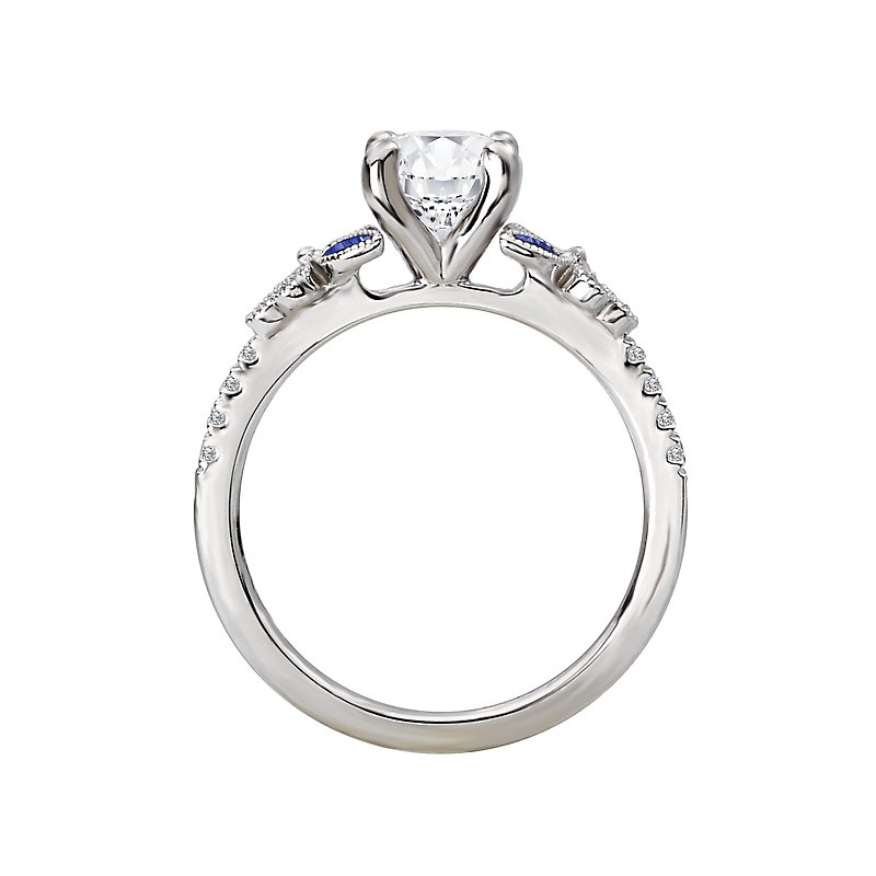 14K White Gold Sapphire and Romance Collection Semi-Mount Wedding Ring.