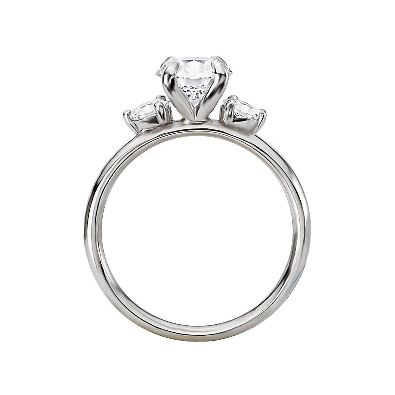 3-Stone Semi-Mount 14K White Gold Romance Collection Wedding Ring.