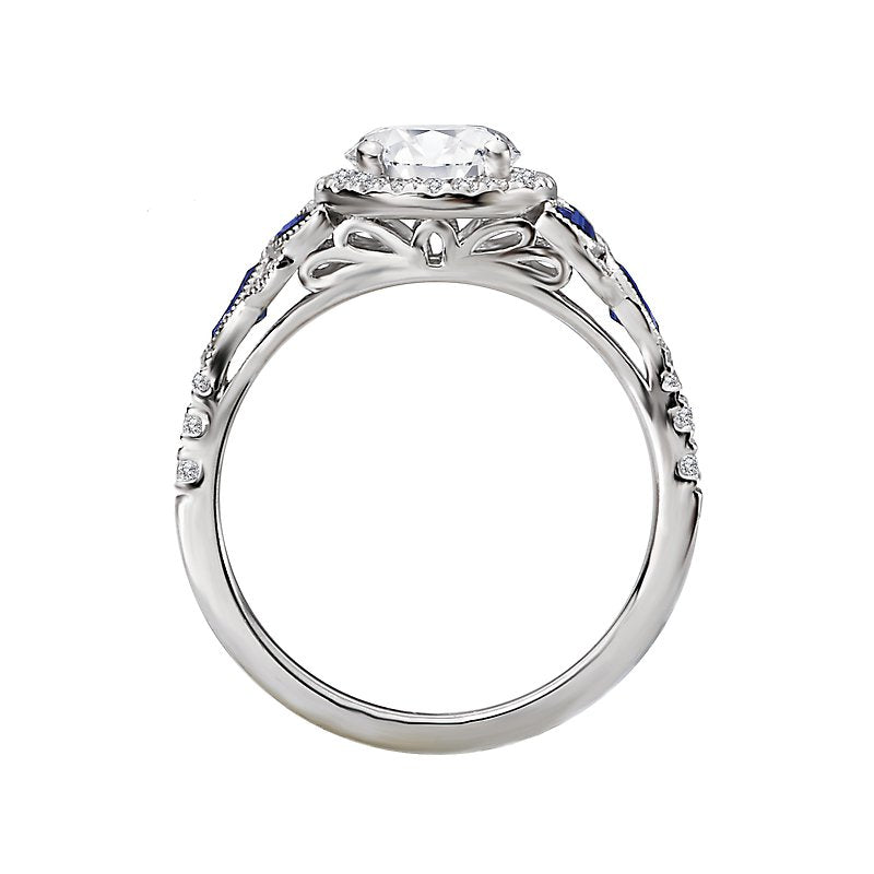 14K White Gold Sapphire and Semi-Mount Romance Collection Wedding Ring.