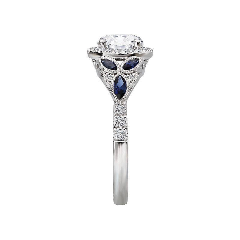 14K White Gold Sapphire and Semi-Mount Romance Collection Wedding Ring.