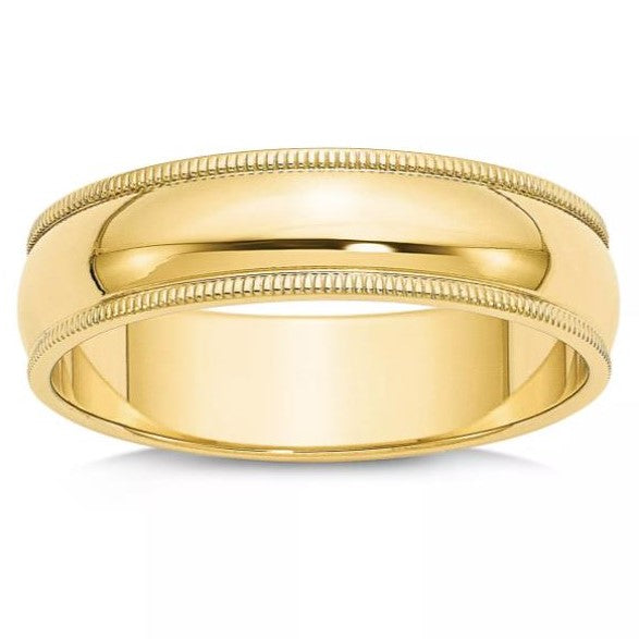 Men's Milgrain 14k Yellow Gold (6mm) Wedding Band.