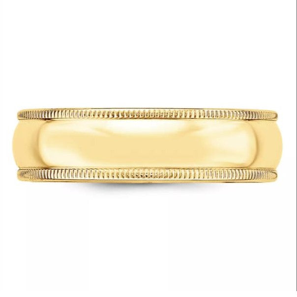 Men's Milgrain 14k Yellow Gold (6mm) Wedding Band.