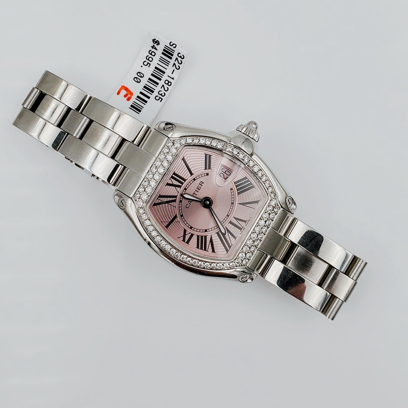 Ladies Medium Roadster Cartier Stainless Steel Roadster Watch with Diamond Bezel. (Pre-Owned W62016V3)