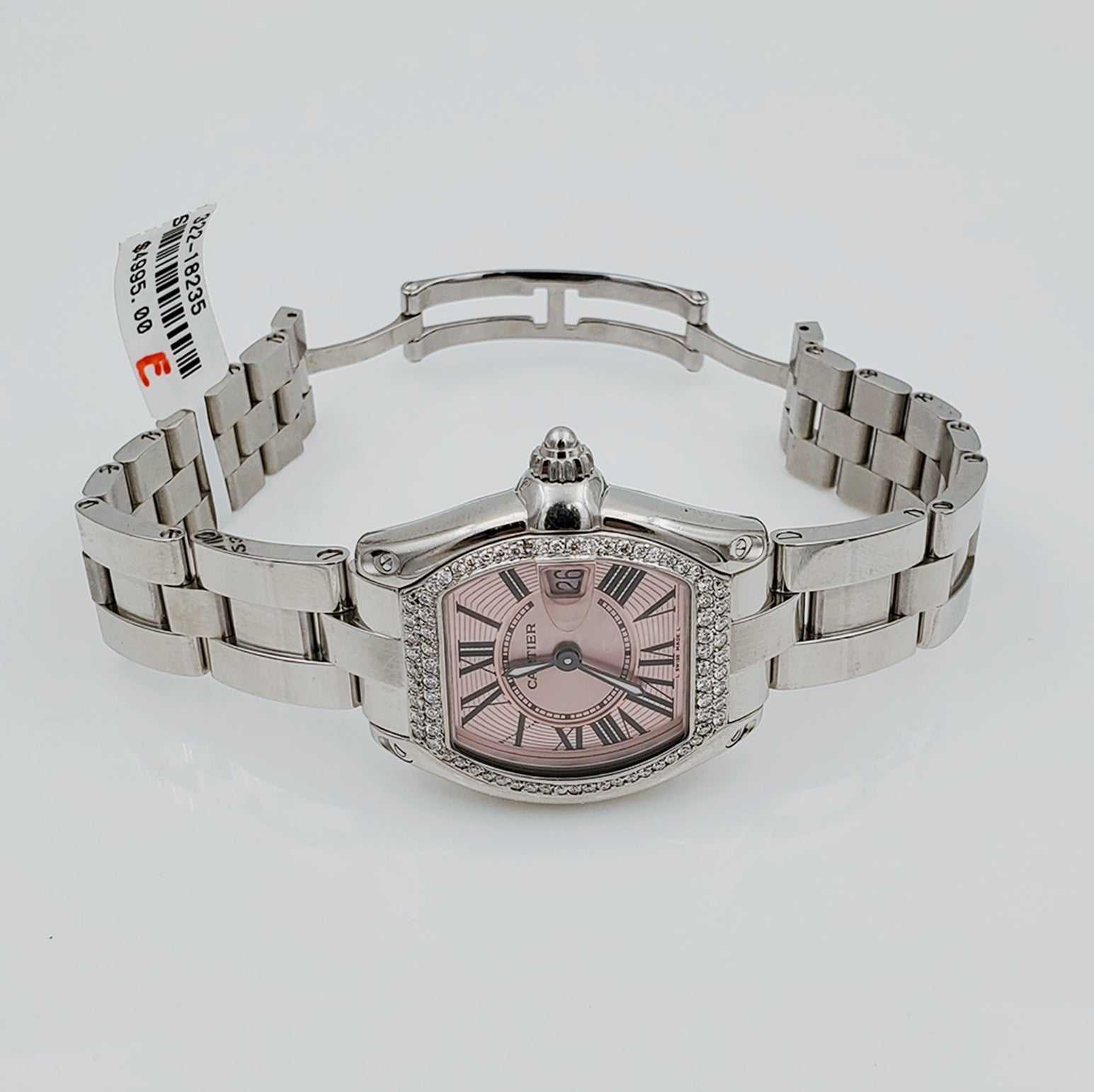 Ladies Medium Roadster Cartier Stainless Steel Roadster Watch with Diamond Bezel. (Pre-Owned W62016V3)