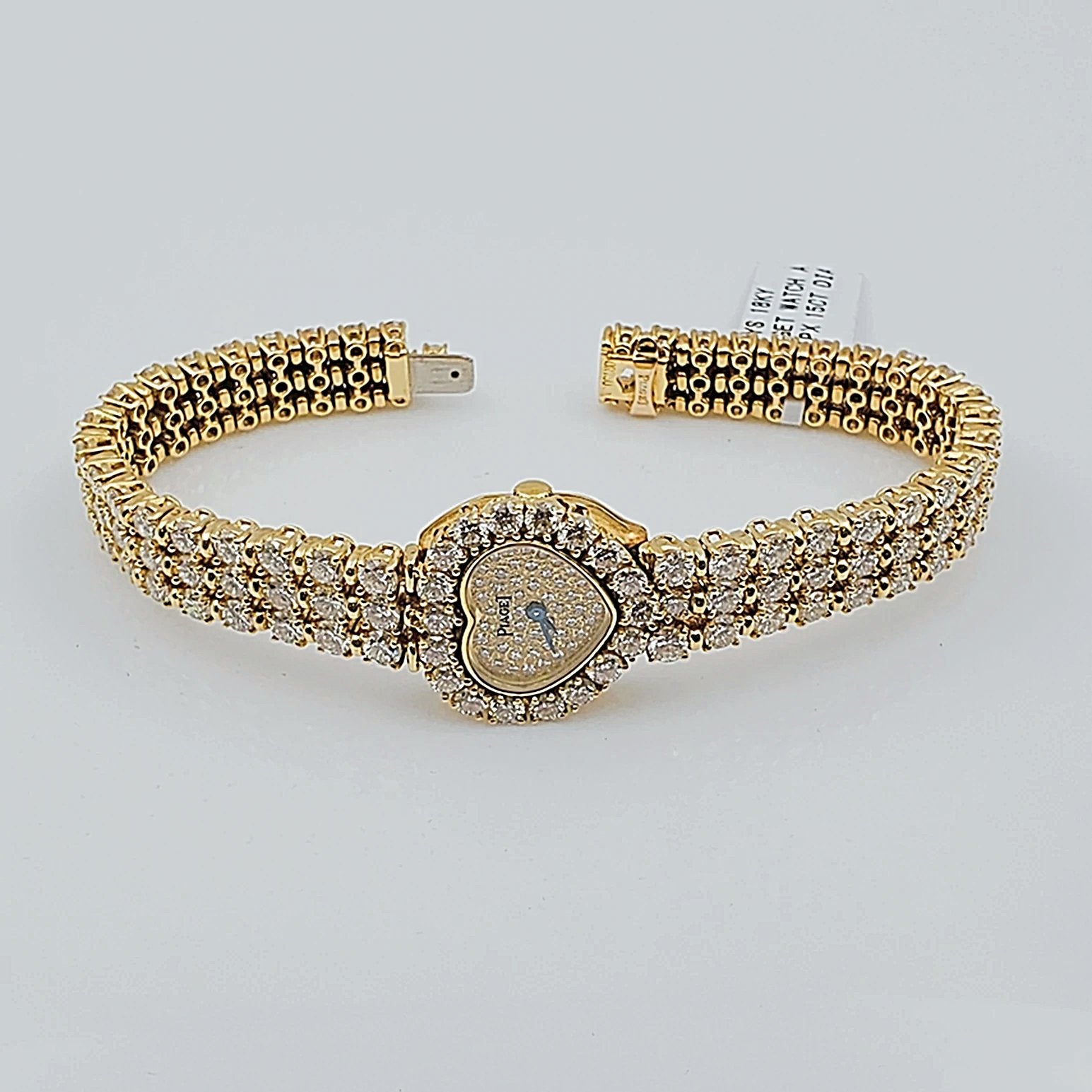 Ladies Piaget Solid 18K Yellow Gold All Diamond 15CT VS1 F Color Bracelet Band Watch with Diamond Dial and Diamond Bezel. (Pre-Owned)