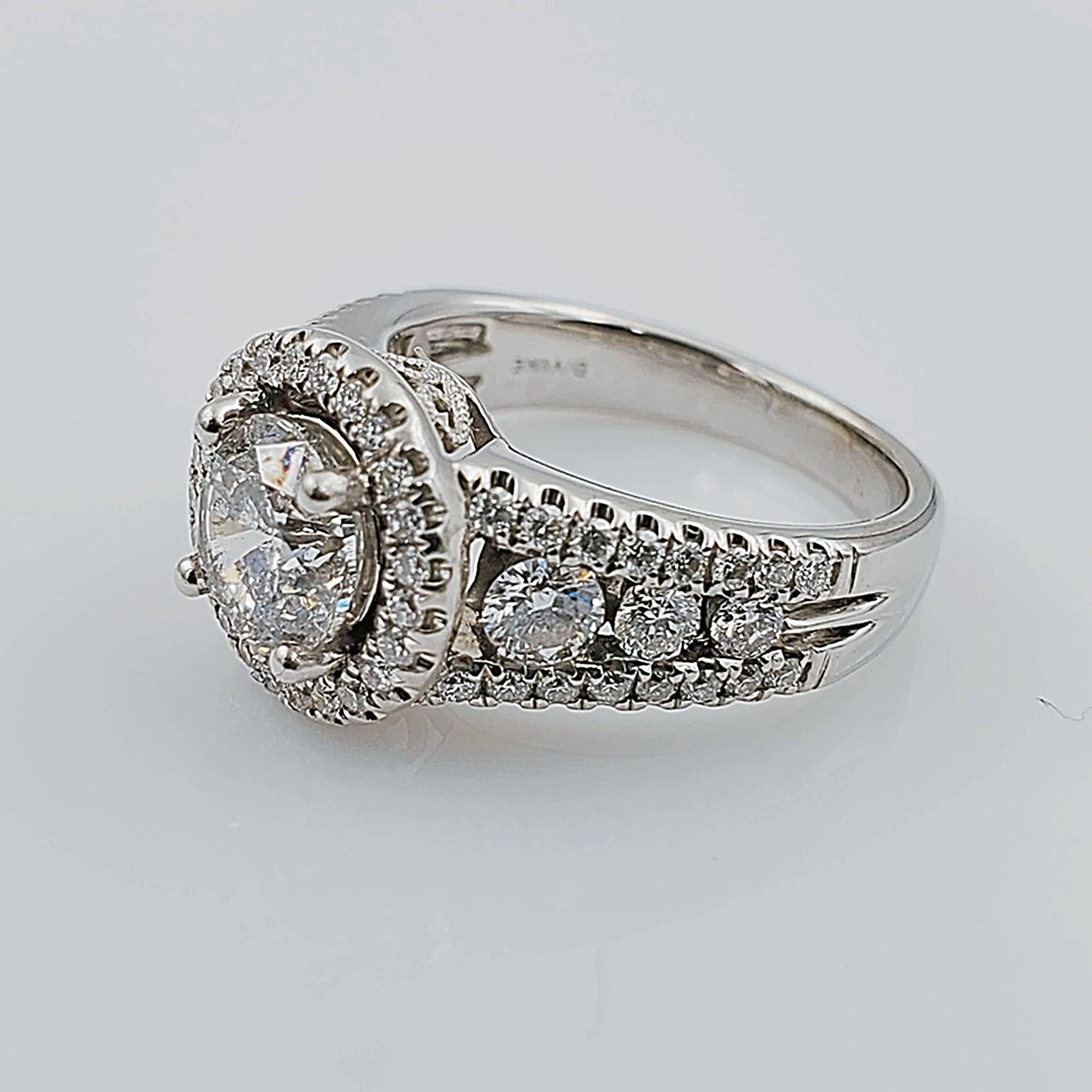 Women's 14K White Gold with 1.00 CT Round Diamond (I2 Color I) 5.0 GR Total Weight Wedding Ring. (Size: 4.75)