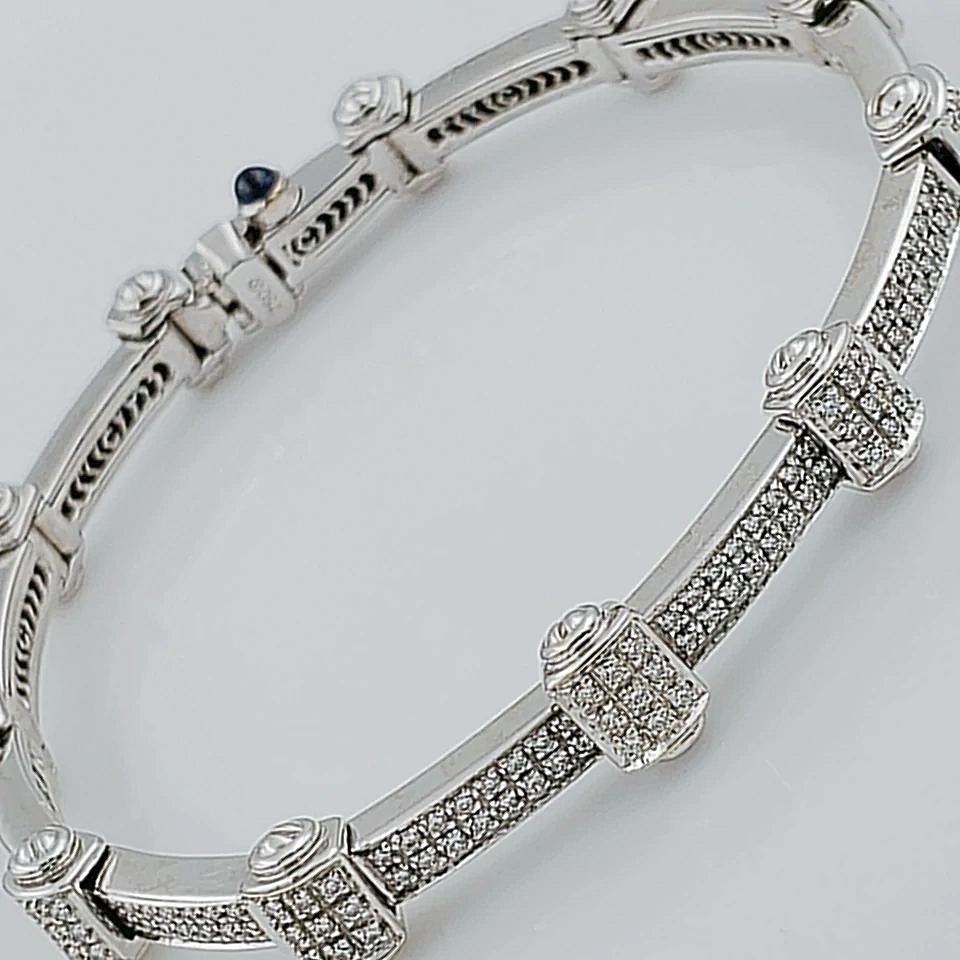 Women's 18K White Gold 2.59 Carat Total Weight (VS Color H) 25.1 GR Diamond Tennis Bracelet.