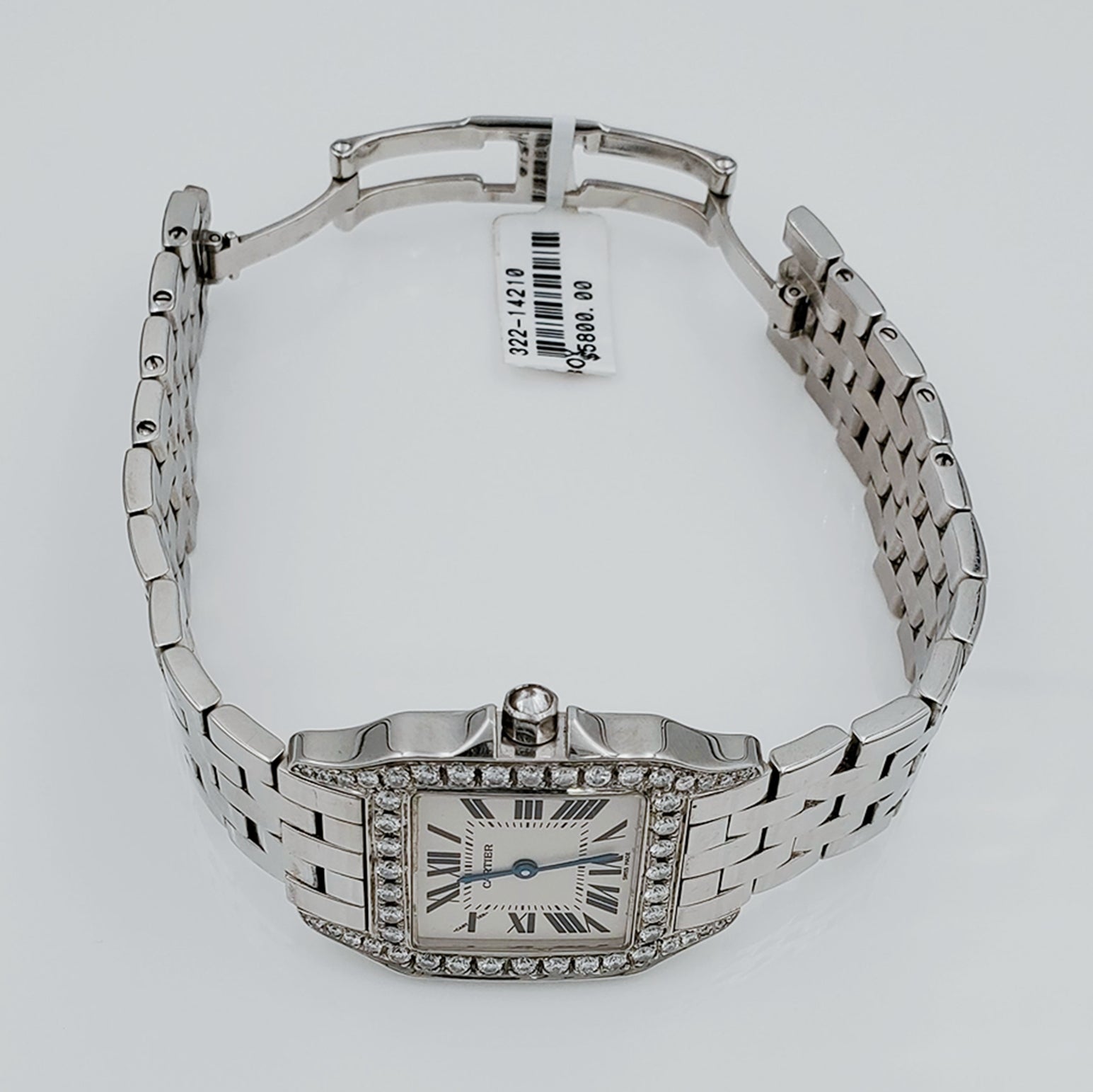 Ladies Medium Cartier Panthere Watch with 1.00 CT Custom Diamond Bezel and Lugs In Polished Finish. (Pre-Owned W25065Z5)