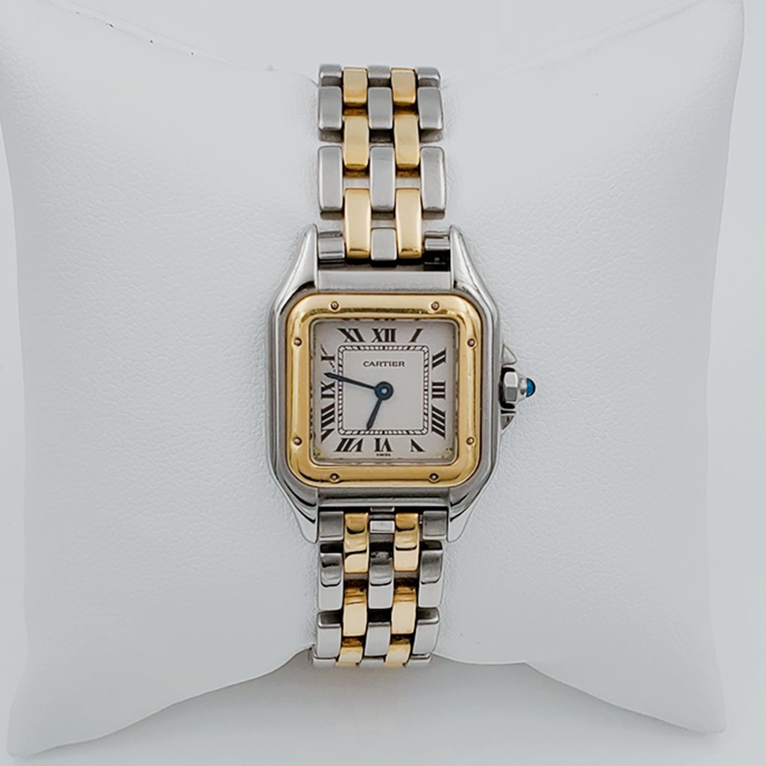 Ladies Small Cartier Panthere Watch in 18K Yellow Gold and Stainless Steel with White Dial. (Pre-Owned)