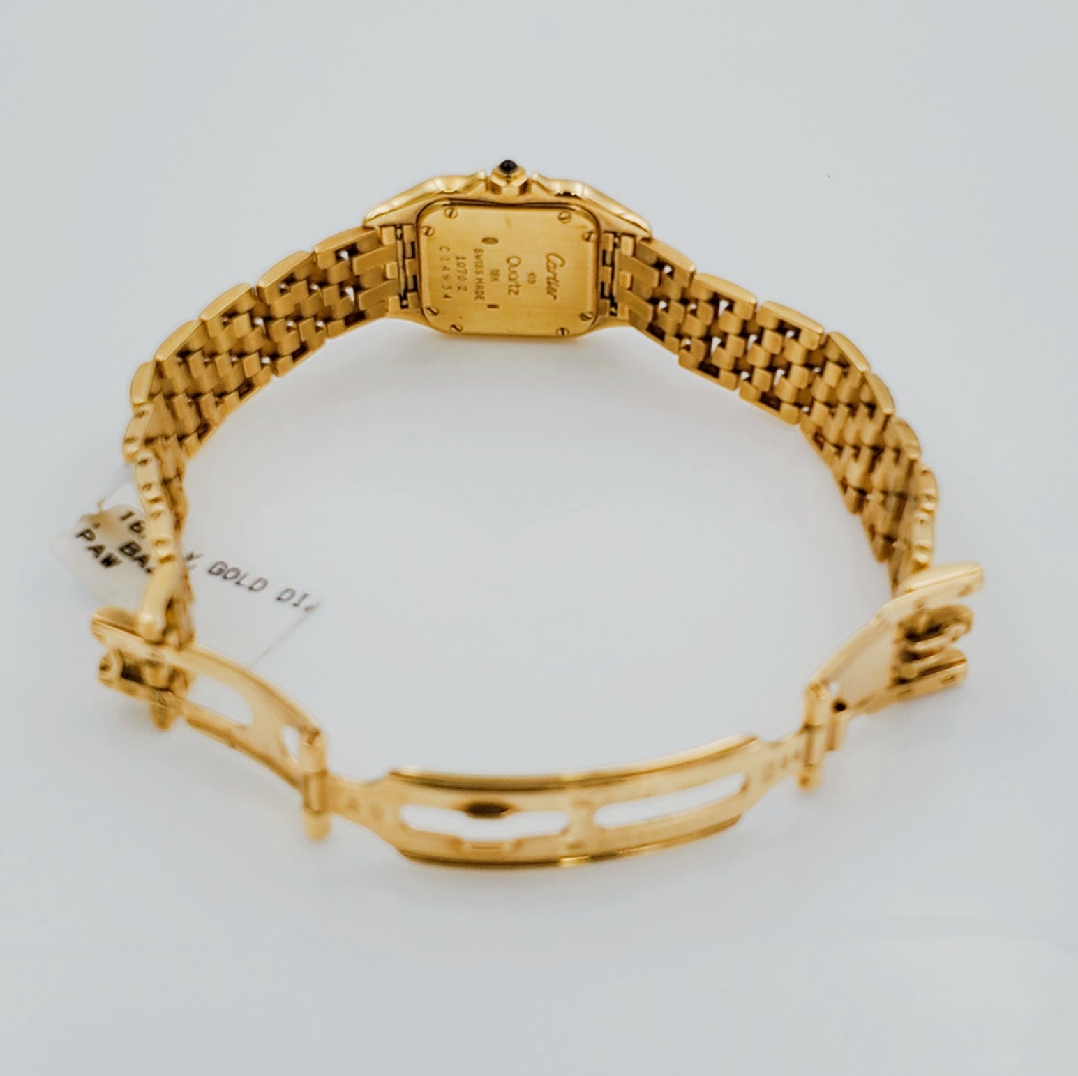 Ladies Small Cartier Panthere Polished 18K Solid Yellow Gold Watch with Custom Diamond Bezel. (Pre-Owned)