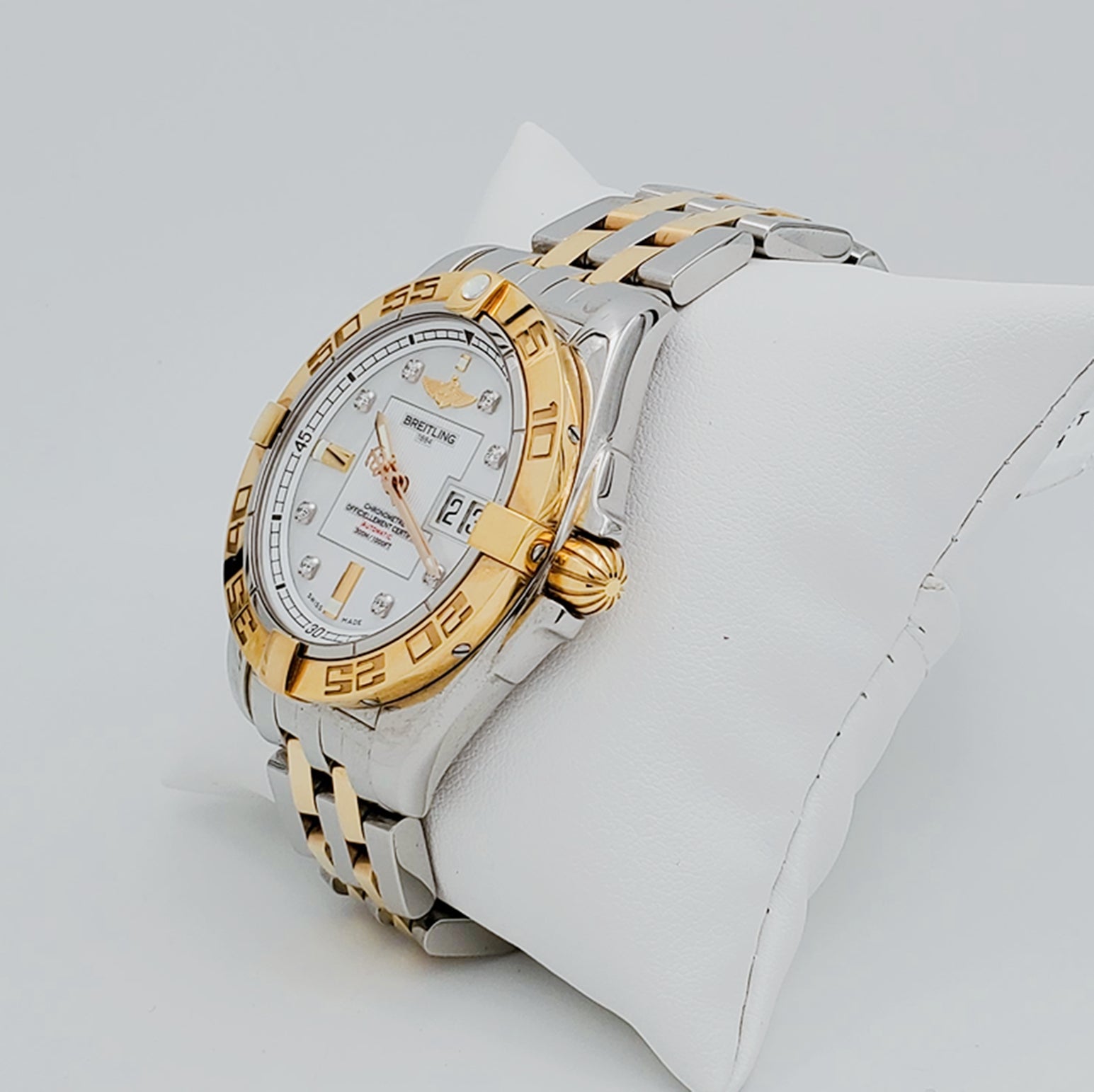 Men's Breitling C49350 Galactic 41mm 18K Yellow Gold / Stainless Steel Watch with Diamond Dial and Gold Bezel. (Pre-Owned)