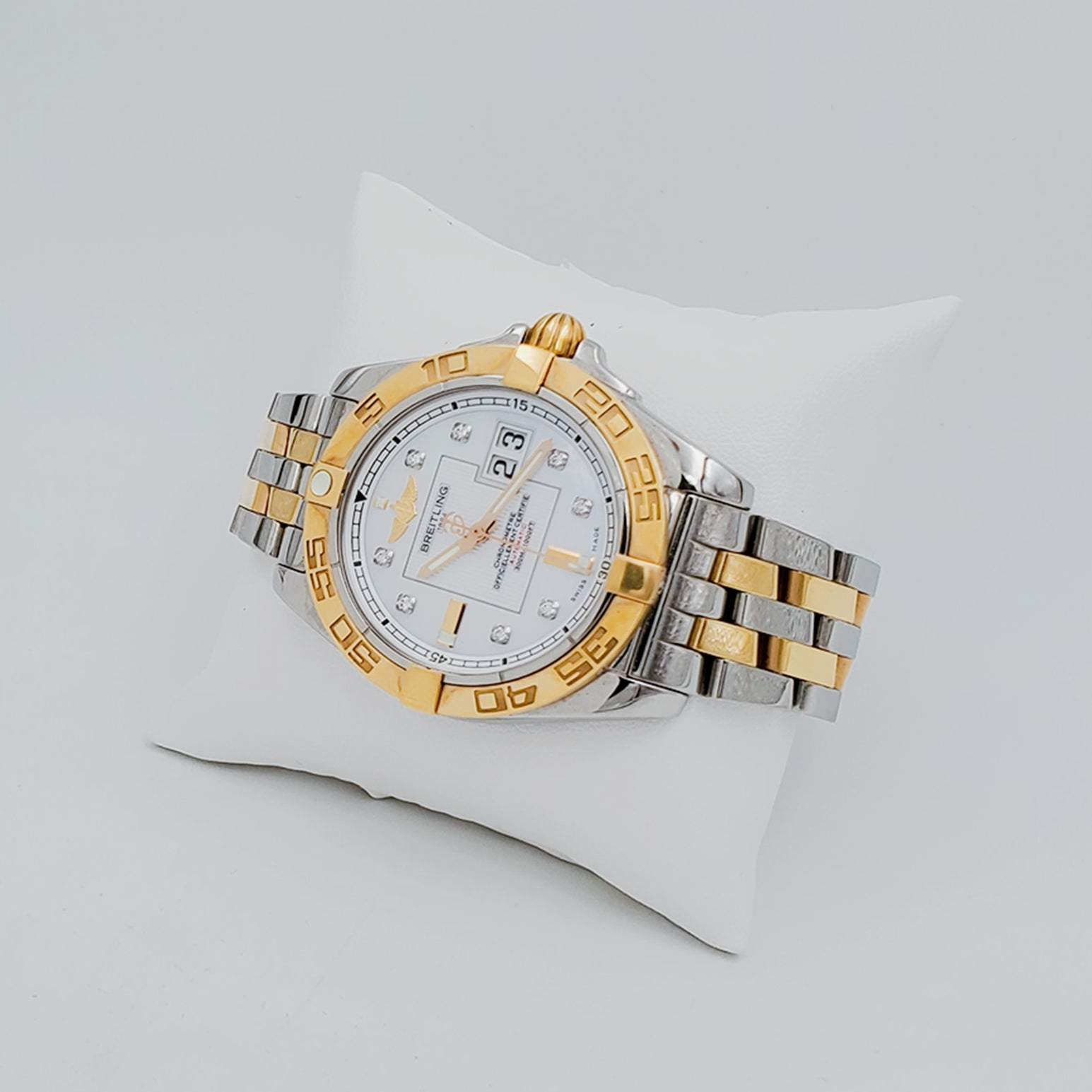 Men's Breitling C49350 Galactic 41mm 18K Yellow Gold / Stainless Steel Watch with Diamond Dial and Gold Bezel. (Pre-Owned)