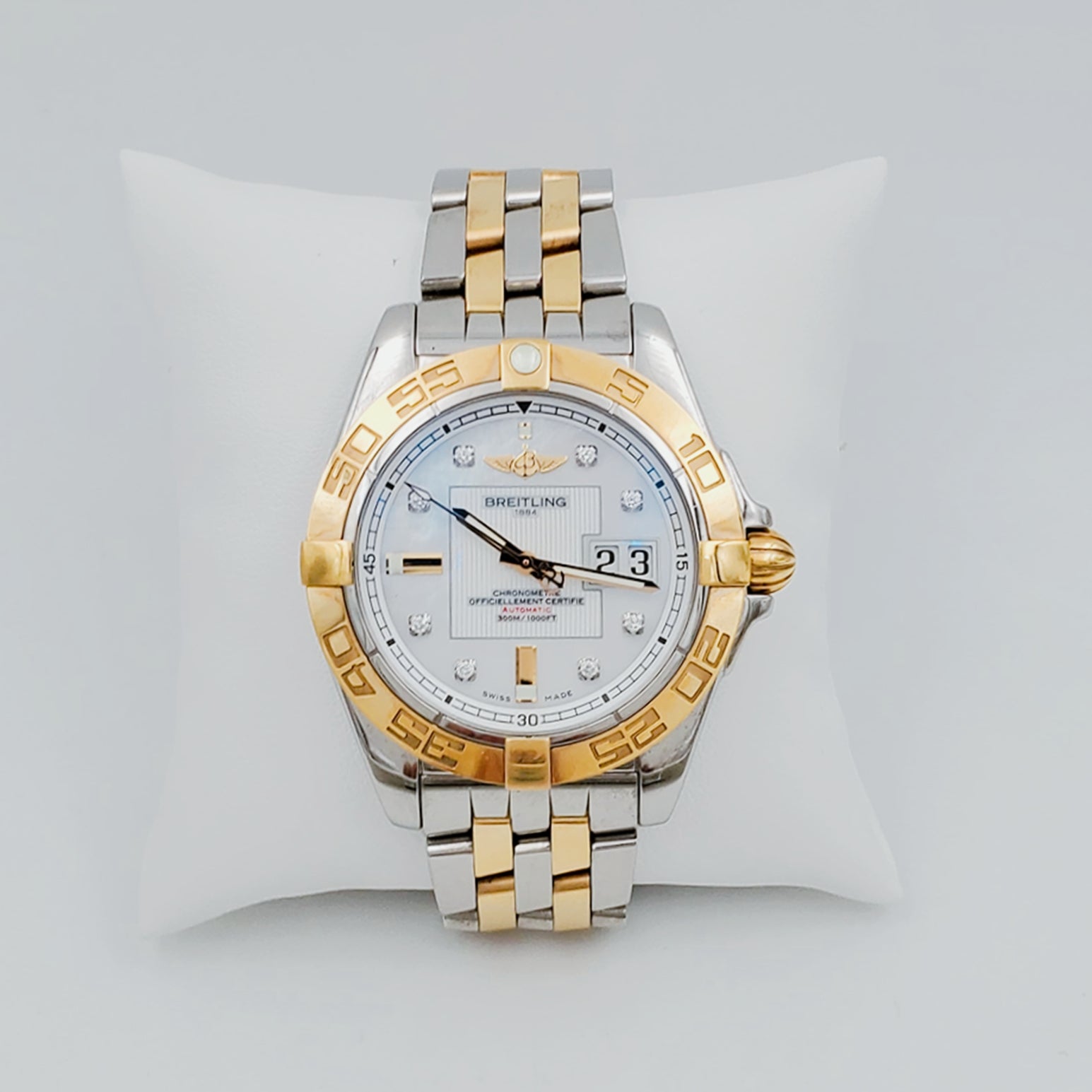 Men's Breitling C49350 Galactic 41mm 18K Yellow Gold / Stainless Steel Watch with Diamond Dial and Gold Bezel. (Pre-Owned)