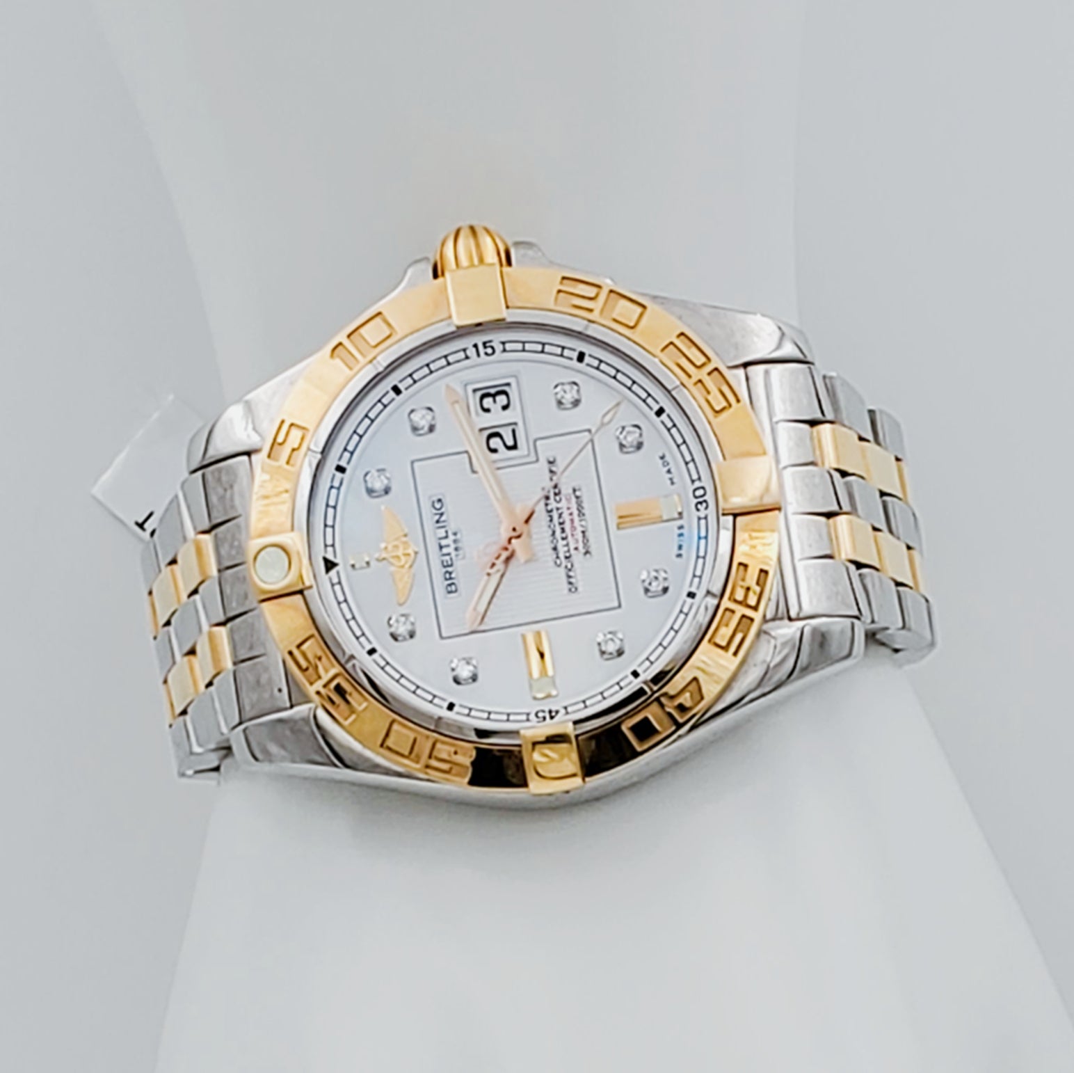 Men's Breitling C49350 Galactic 41mm 18K Yellow Gold / Stainless Steel Watch with Diamond Dial and Gold Bezel. (Pre-Owned)