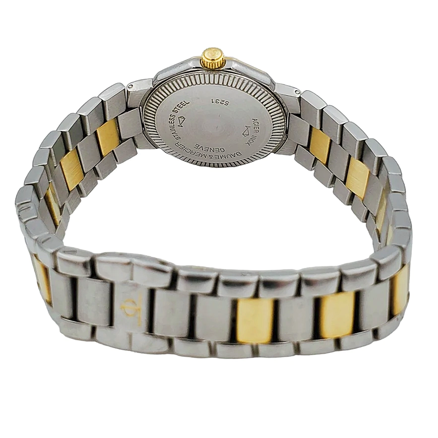 Ladies Baume & Mercier Riviera Two Tone Gold Plated / Stainless Steel Watch with Diamond Dial and Diamond Bezel. (Pre-Owned)