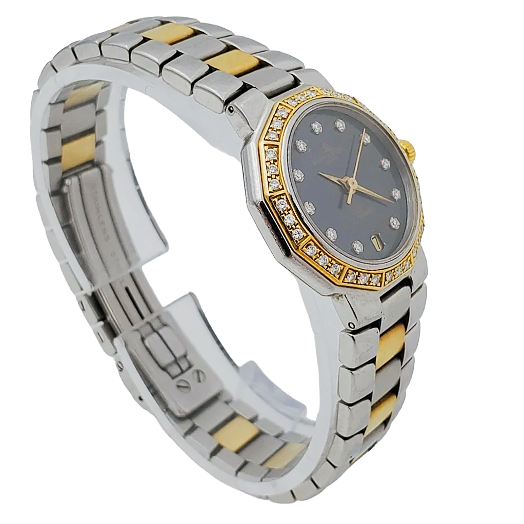 Ladies Baume & Mercier Riviera Two Tone Gold Plated / Stainless Steel Watch with Diamond Dial and Diamond Bezel. (Pre-Owned)