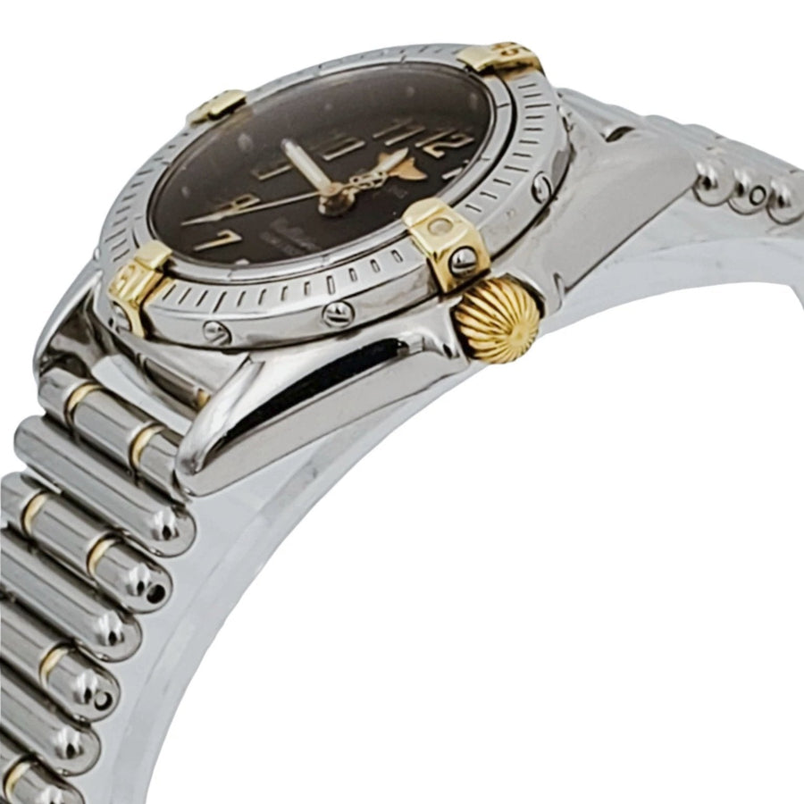 Ladies Breitling 28mm Two Tone Gold / Stainless Steel Watch with Black Dial. (Pre-Owned)