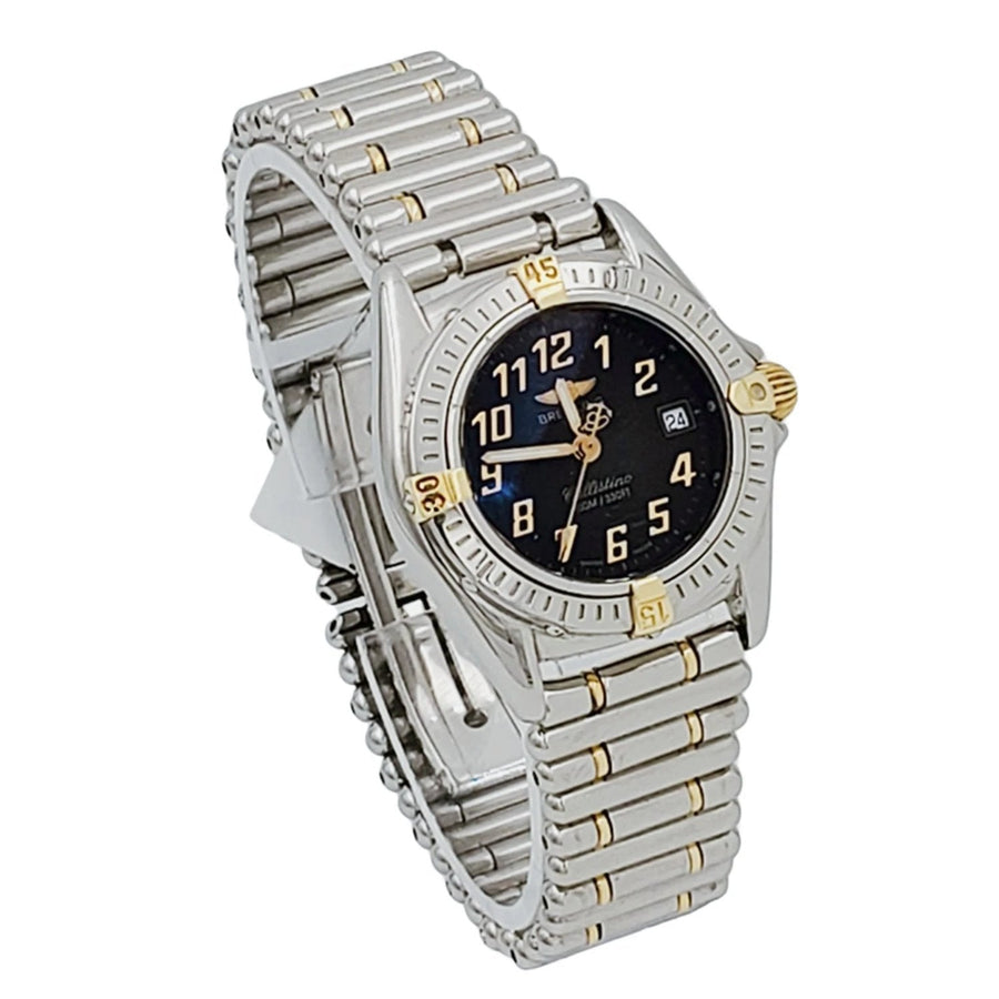 Ladies Breitling 28mm Two Tone Gold / Stainless Steel Watch with Black Dial. (Pre-Owned)
