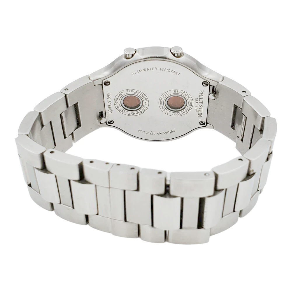 Ladies Philip Stein Teslar 33mm Stainless Steel Watch with Mother of Pearl Dial and Diamond Bezel. (Pre-Owned)