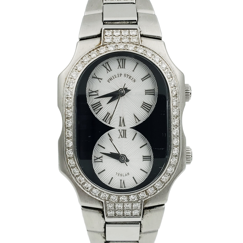 Ladies Philip Stein Teslar Stainless Steel Watch with Diamond Bracelet, Silver Dial and Diamond Bezel. (Pre-Owned)