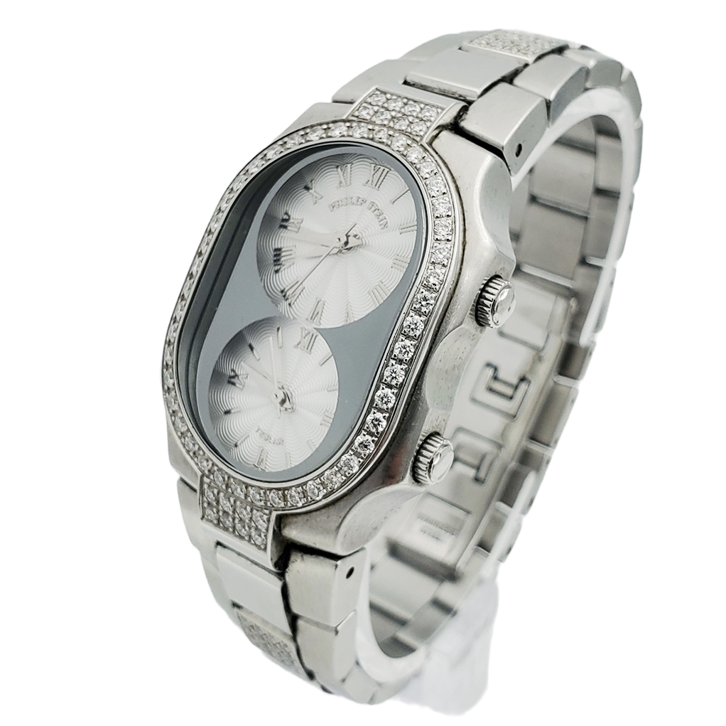 Ladies Philip Stein Teslar Stainless Steel Watch with Diamond Bracelet, Silver Dial and Diamond Bezel. (Pre-Owned)
