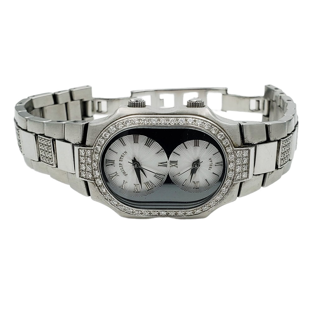 Ladies Philip Stein Teslar Stainless Steel Watch with Diamond Bracelet, Silver Dial and Diamond Bezel. (Pre-Owned)