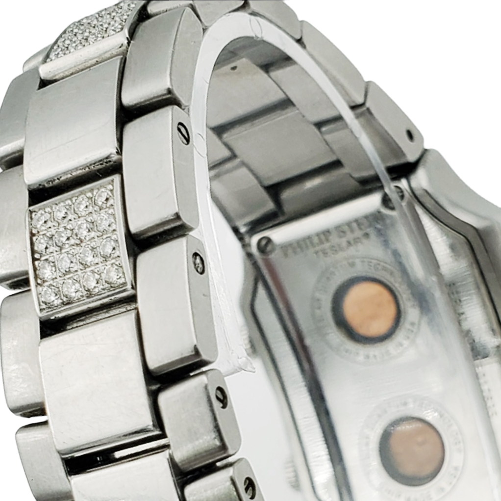 Ladies Philip Stein Teslar Stainless Steel Watch with Diamond Bracelet, Silver Dial and Diamond Bezel. (Pre-Owned)