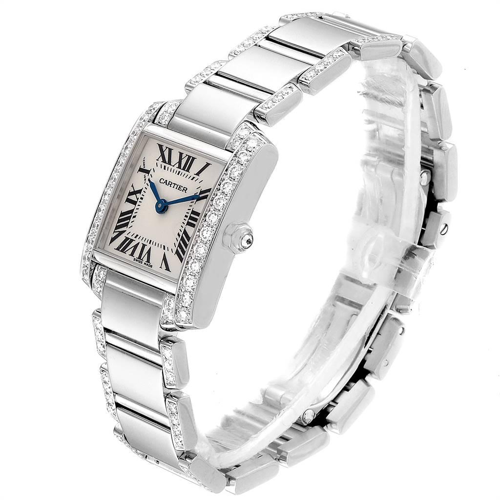 Ladies Small 20mm x 25mm Cartier Tank Francaise Stainless Steel Watch with Diamonds In Polished Finish. (Pre-Owned)