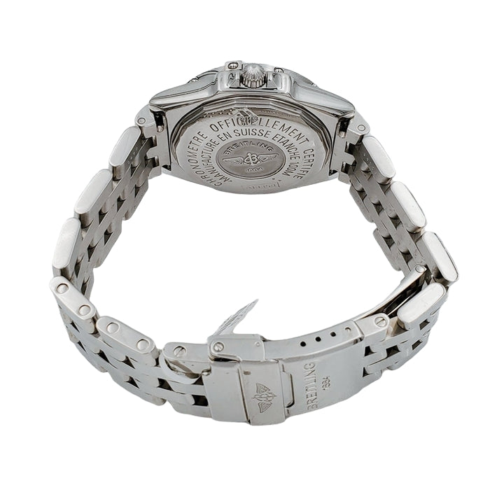 Men's Breitling A10350 Wings 38mm Stainless Steel Watch with Blue Dial and Diamond Bezel. (Pre-Owned)