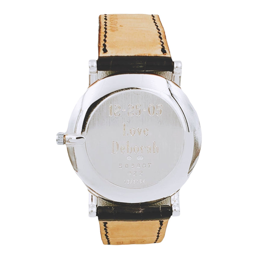 Men's Chopard 32mm Classique Homme Vintage 18K White Gold Watch with Black Leather Strap and White Dial. (Pre-Owned)