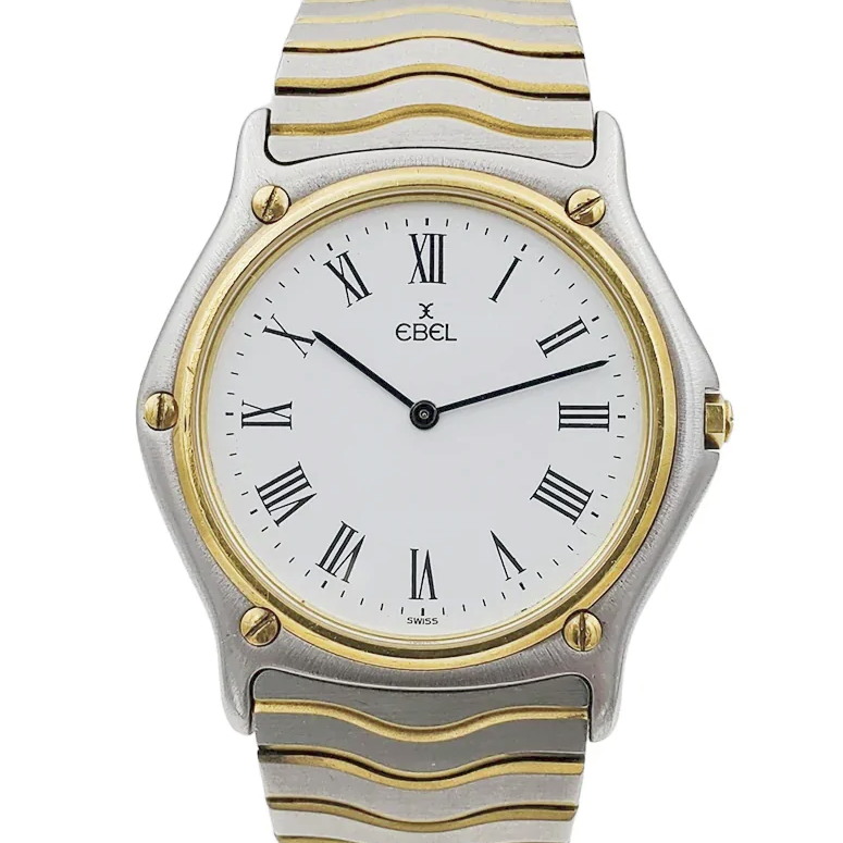 Men's Ebel 34mm 18K Yellow Gold / Stainless Steel Two Tone Band Watch with Roman Numeral Dial. (Pre-Owned)